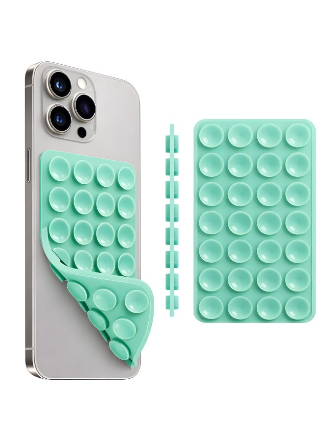 Double-Sided Adhesive Silicone Phone Case, Detachable Adhesive Silicone Phone Holder for iPhone and Android, Strong Hands-Free Phone Holder for Selfies and Videos - Mint Green - Image 1
